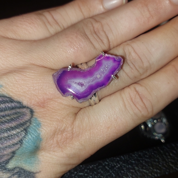 Solar Agate Druzy Ring Size 9.25 - Picture 6 of 8